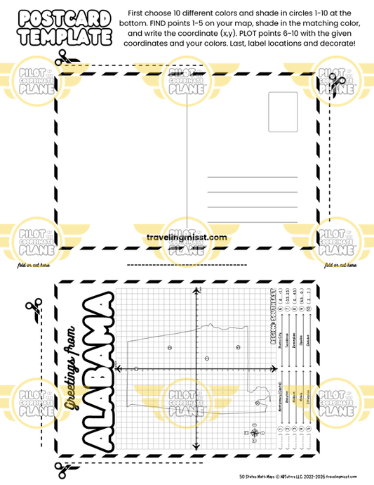 Alabama Postcard DIY template from Traveling Miss T.