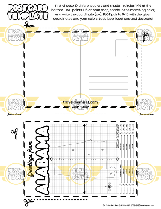 Alabama Postcard DIY template from Traveling Miss T.