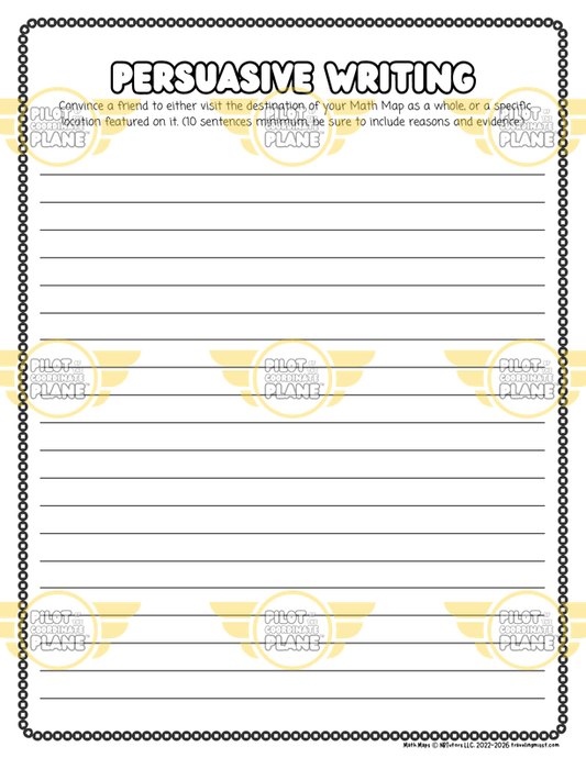 Persuasive writing worksheet extension from Traveling Miss T.