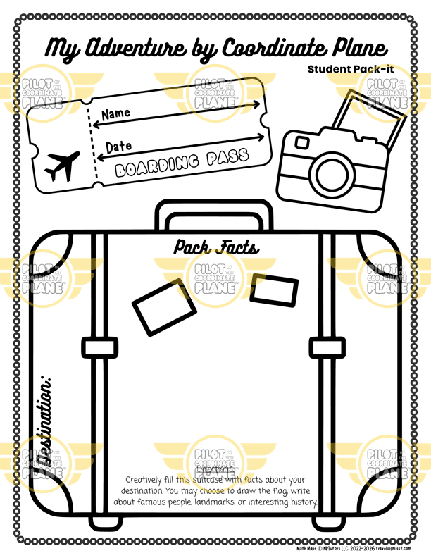 Extension page from Traveling Miss T. to pair with Coordinate Plane Worksheets.