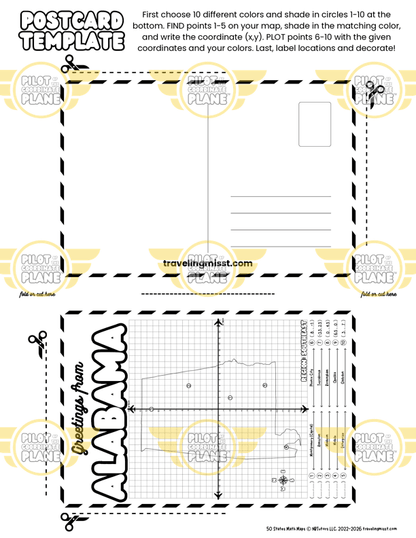 Alabama Postcard DIY template from Traveling Miss T.