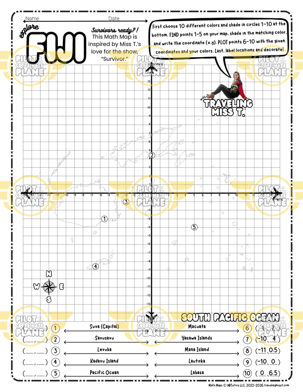 Fiji Coordinate Plane Worksheets