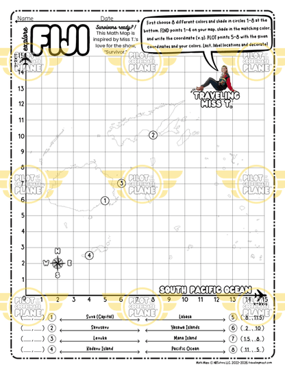 Fiji Coordinate Plane Worksheets