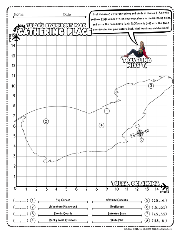 Math Map custom of Gathering Place in Tulsa, OK by Traveling Miss T.