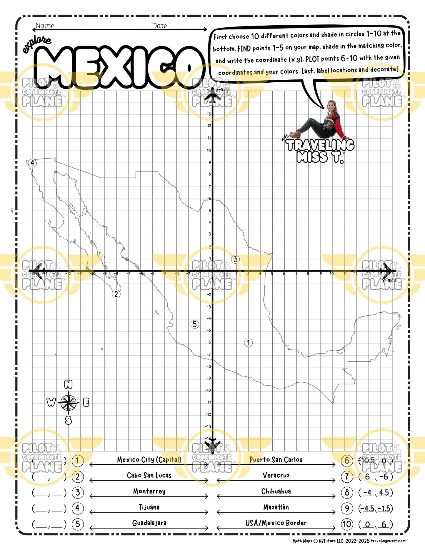 Mexico by Coordinate Plane adventure in 4 quadrant by Traveling Miss T.