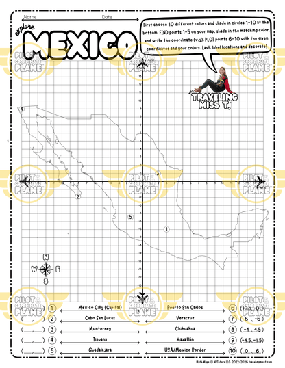 Mexico by Coordinate Plane adventure in 4 quadrant by Traveling Miss T.