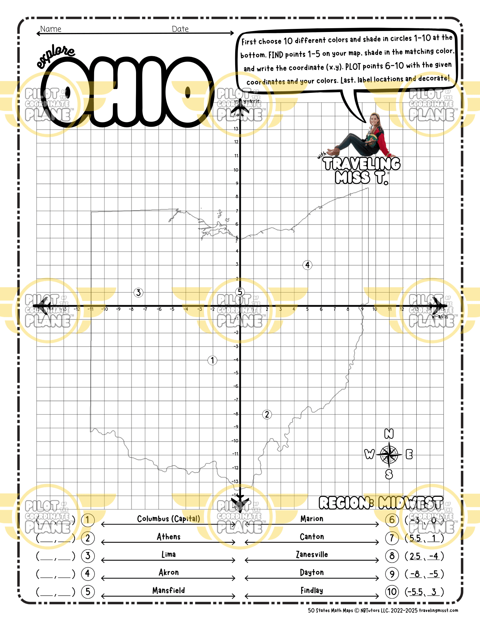 Ohio Coordinate Plane Worksheets – Traveling Miss T.