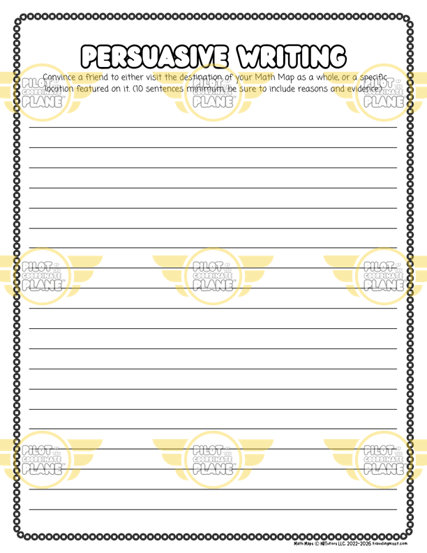 Persuasive writing worksheet extension from Traveling Miss T. 