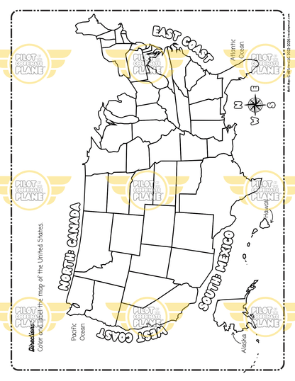 Label Map of USA Activity | Coordinate Plane USA Map | 50 States Geography Worksheet