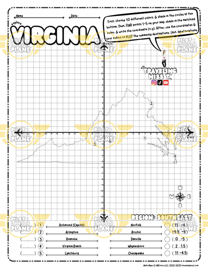 Travel Virginia by Coordinate Plane