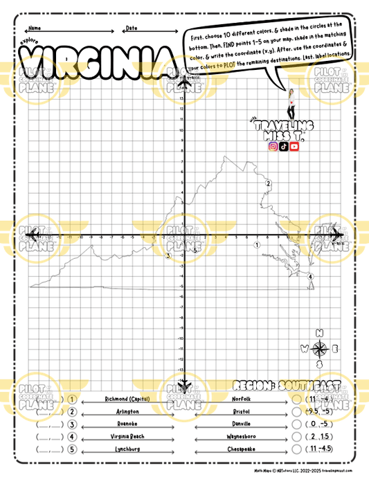 Travel Virginia by Coordinate Plane