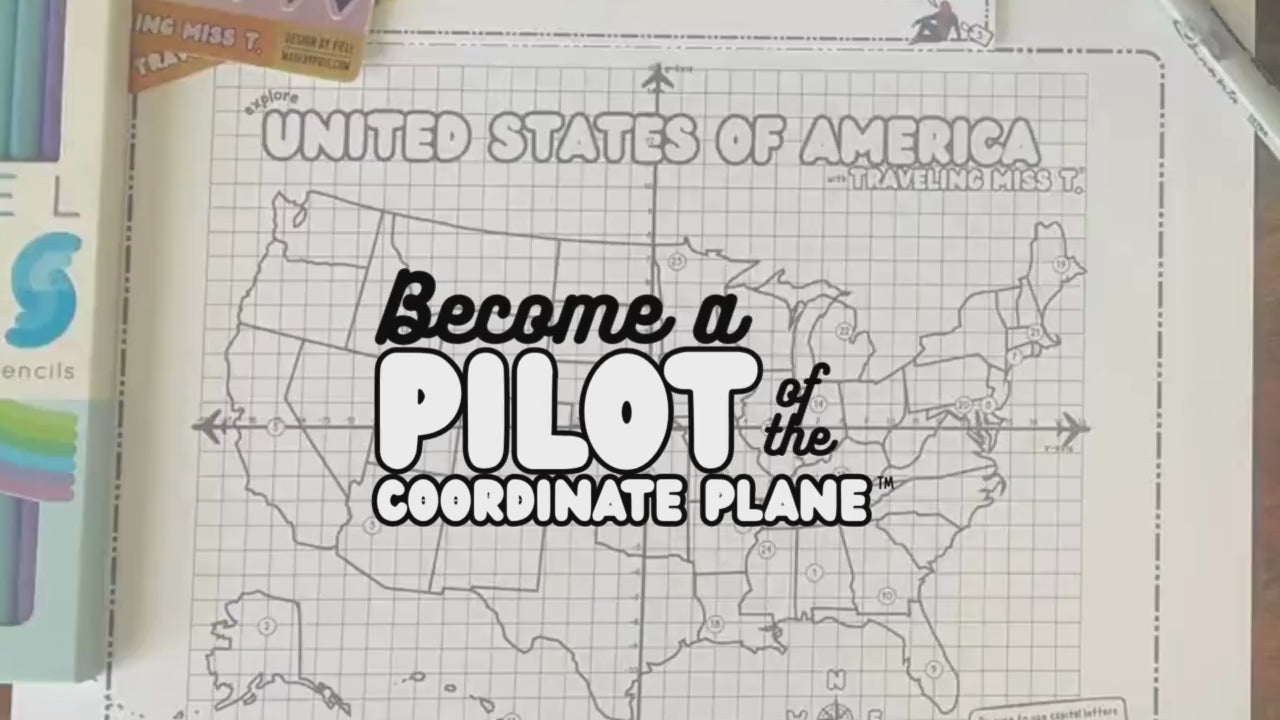 Load video: Example of a Math Map from Traveling Miss T.